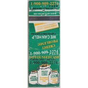 Vintage Matchbook Cover Credit Cash Line Ad Audio Arts Ventura CA California